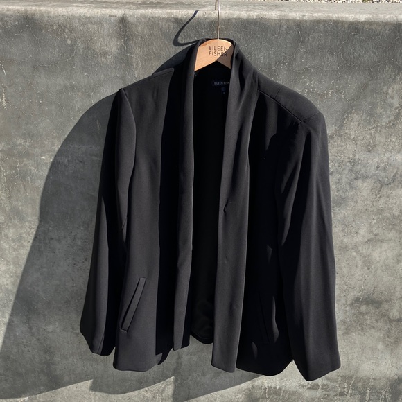 EUC Eileen Fisher Black Open Front Jacket size XL - Picture 9 of 10
